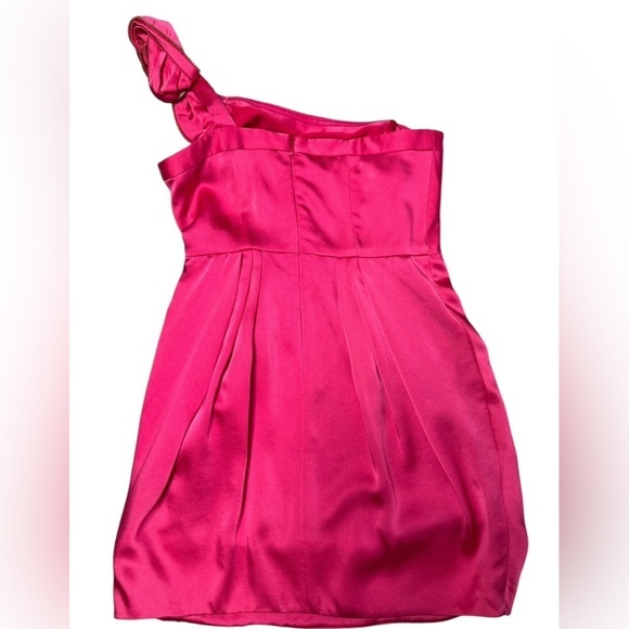 BCBGMaxAzria One Shoulder Barbie Pink Prom Mini Dress New with Rags NWT - Picture 2 of 10